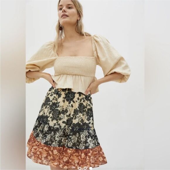 Anthropologie Sachin x Babi Loretta Multicolor Floral Lace Skirt Size Small - Picture 2 of 9
